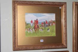 DM Alderson, Huntsmen and Hounds, watercolour, signed and dated 1989 lower right, 24cm by 33cm,