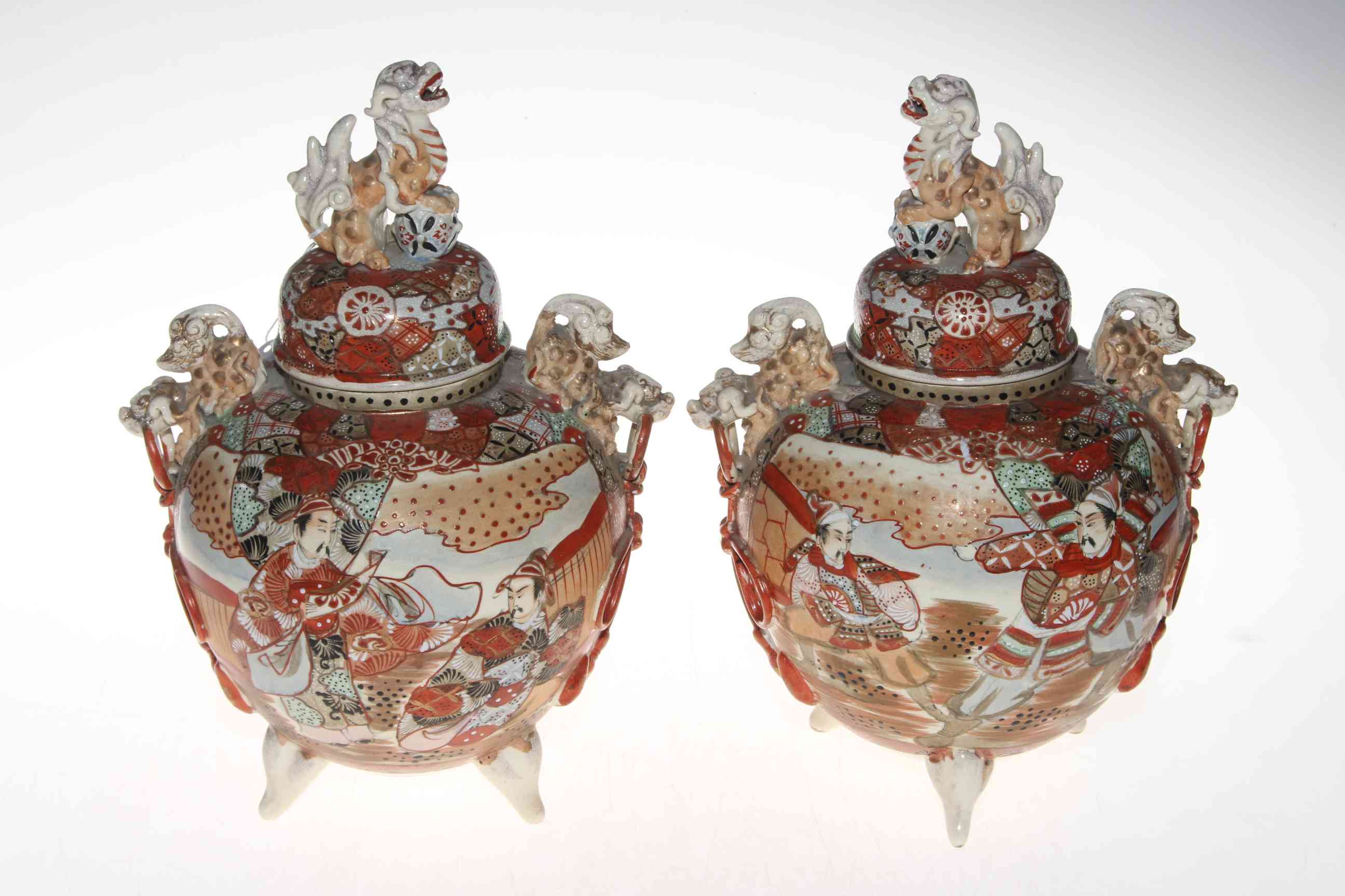 Pair large Japanese vases and covers, 31cm.