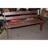 Stained wood garden bench 155cm long.
