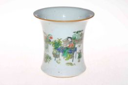 Chinese vase having continuous decoration of figures and past times, four character mark, 18cm.