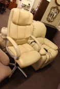 Ivory leather electric rise and fall heat massage chair and swivel armchair (2).