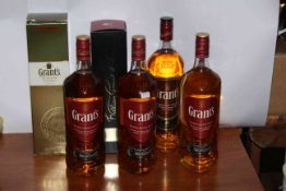 Six bottles of whisky including boxed Grants Distillery Edition,