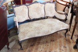 Late Victorian mahogany triple panel back parlour settee with serpentine front seat.