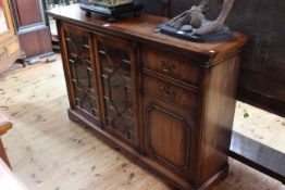 Mahogany astragal glazed low cabinet bookcase, 96cm high by 148cm wide by 38cm deep.