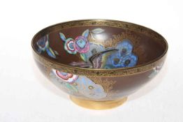 Carlton Ware bird and floral design bowl, 25cm diameter.