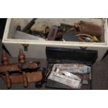 Two boxes containing mainly planes including plough plane.