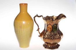 Linthorpe vase, shape no. 376, 31.5cm, and copper lustre jug (2).