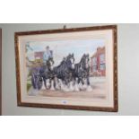 DM & EM Alderson, Drayman with four horses, watercolour, signed and dated 1979 lower right,