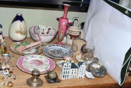 Collection of Victorian porcelain including Sunderland lustre, Old Vienna vase, jugs,