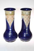 Pair Royal Doulton stoneware vases, 30cm.