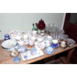 Collection of porcelain and cut glass including Oriental, Copeland Spode, Grafton,