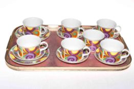 Wedgwood Psychedelic pattern part tea service, fifteen pieces.