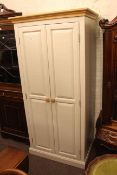 Modern painted pine double door wardrobe.