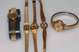 Collection of five ladies bracelet wristwatches including one Rotary Incabloc.