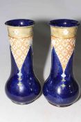 Pair Royal Doulton Stoneware vases, 30cm.