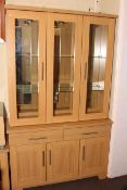 Oak finish triple glazed door wall unit,