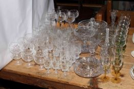 Collection of crystal glassware including hock glasses, bowls, vases, etc.