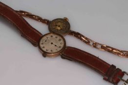 Two incomplete 9 carat gold wristwatches.