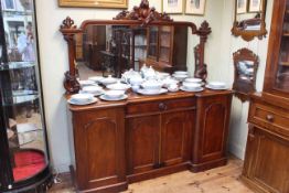 Victorian mahogany breakfront mirror backed sideboard, 190cm by 180cm by 58cm.