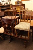 Oak rectangular coffee table, nest of three coffee tables, mahogany framed chair,