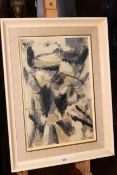 Leon Zack, 1959, abstract study, acrylic/oil on canvas and on board, 42cm by 28cm, framed.