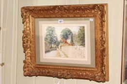 J.C. Lund, watercolour, Ledsham, 19cm by 26cm, gilt frame.