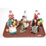 Collection of six Royal Doulton figures including The Laird, Balloon Man and Holly.