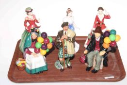 Collection of six Royal Doulton figures including The Laird, Balloon Man and Holly.