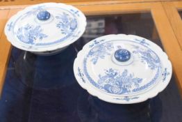 Pair of blue and white Delft tureens.