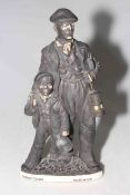 Pottery figure of Rhondda Colliers Father and Son, 40cm.