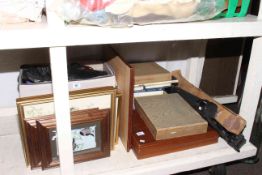 Ladies evening bags, cased cutlery, books, prints, photograph equipment stands, vintage airer, etc.