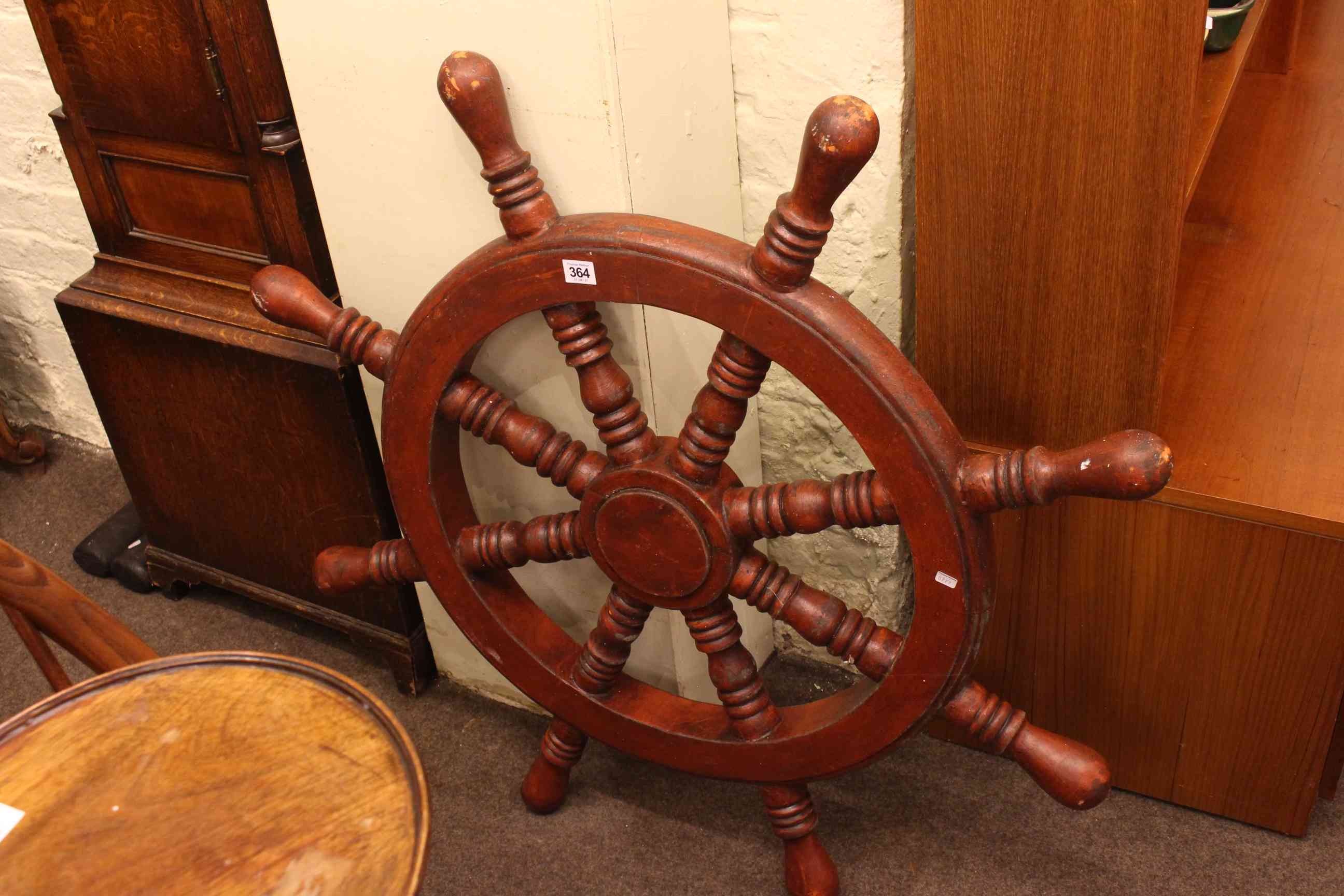Large eight spoke ships wheel.