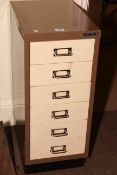 Bisley six drawer index cabinet, 67cm high.