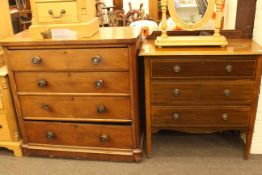 Victorian mahogany four drawer chest and Edwardian inlaid mahogany three drawer chest.