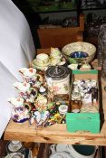 China including three graduated jugs, biscuit jar, Grimwades bowl, ornaments, thimbles, etc.