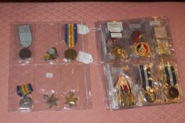 Collection of military medals including WWI Victory medal (19470 PTE W. I.