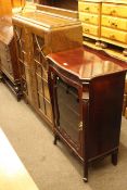 Small Victorian mahogany display cabinet and oak 1930's two door display cabinet.