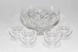 Waterford pedestal bowl and four sundae dishes (5).