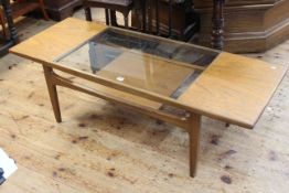 G. Plan rectangular teak and glass inset top coffee table.
