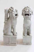 Pair Chinese glazed porcelain Foo dogs, 22.5cm.