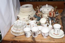 Wedgwood 'Conway' part dinner service, two Capo di Monte figures, tea china and commemoratives.