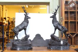 Pair large bronze highland stags, 74cm.