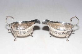 Pair George III silver sauce boats by William Sumner, London 1785.
