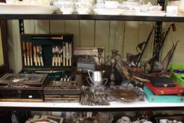 Part canteen of cutlery, silver plated ware, galleon, etc.