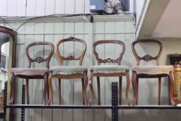 Four Victorian walnut dining chairs (2+1+1).