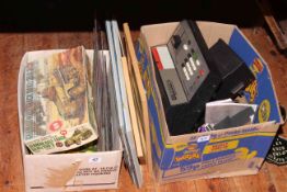 Two boxes with models, Zero 1 master control, reproduction plaques, etc.