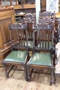Set of six oak barley twist dining chairs (5+1).