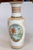 Large Kaiser porcelain 'Belvedere' vase with two panels and gilt decoration, 68cm.