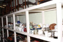 Large collection of Victorian porcelain, stoneware, glass, binoculars, metalwares, etc.