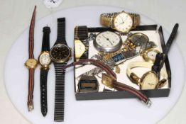 Collection of ten wristwatches, two fob and one pocket watches (13).